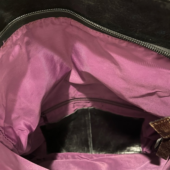 Tano Glossy Black/Brown Leather Convertible Handbag - Picture 5 of 6